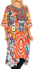 Sakkas Jenni Vestido caftán bohemio de longitud media para mujer con diamantes de imitación fluidos
