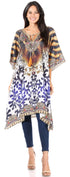 Sakkas Jenni Vestido caftán bohemio de longitud media para mujer con diamantes de imitación fluidos