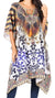 Sakkas Jenni Vestido caftán bohemio de longitud media para mujer con diamantes de imitación fluidos