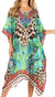 Sakkas Jenni Vestido caftán bohemio de longitud media para mujer con diamantes de imitación fluidos