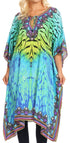 Sakkas Jenni Vestido caftán bohemio de longitud media para mujer con diamantes de imitación fluidos