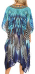 Sakkas Jenni Vestido caftán bohemio de longitud media para mujer con diamantes de imitación fluidos