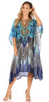 Sakkas Jenni Vestido caftán bohemio de longitud media para mujer con diamantes de imitación fluidos