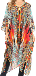 Vestido caftán playero con escote en V para mujer de Sakkas Alvita con pedrería 