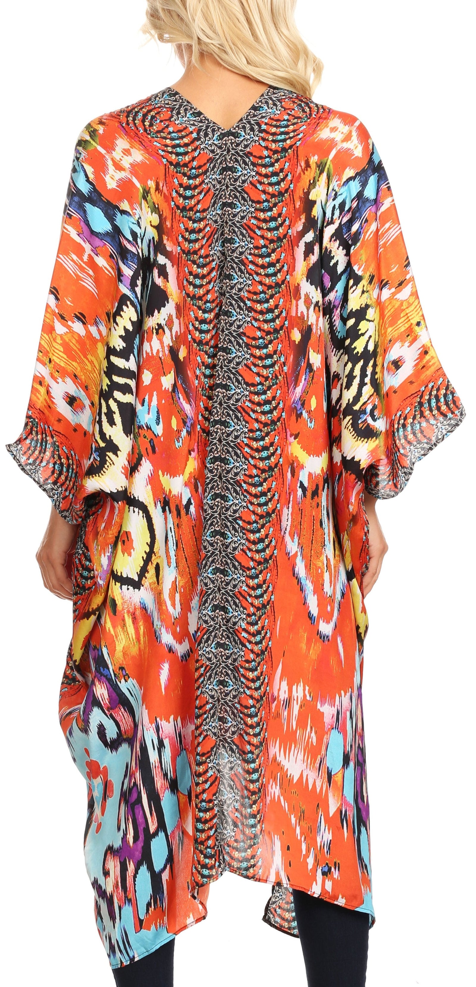 Vestido caftán playero con escote en V para mujer de Sakkas Alvita con pedrería 