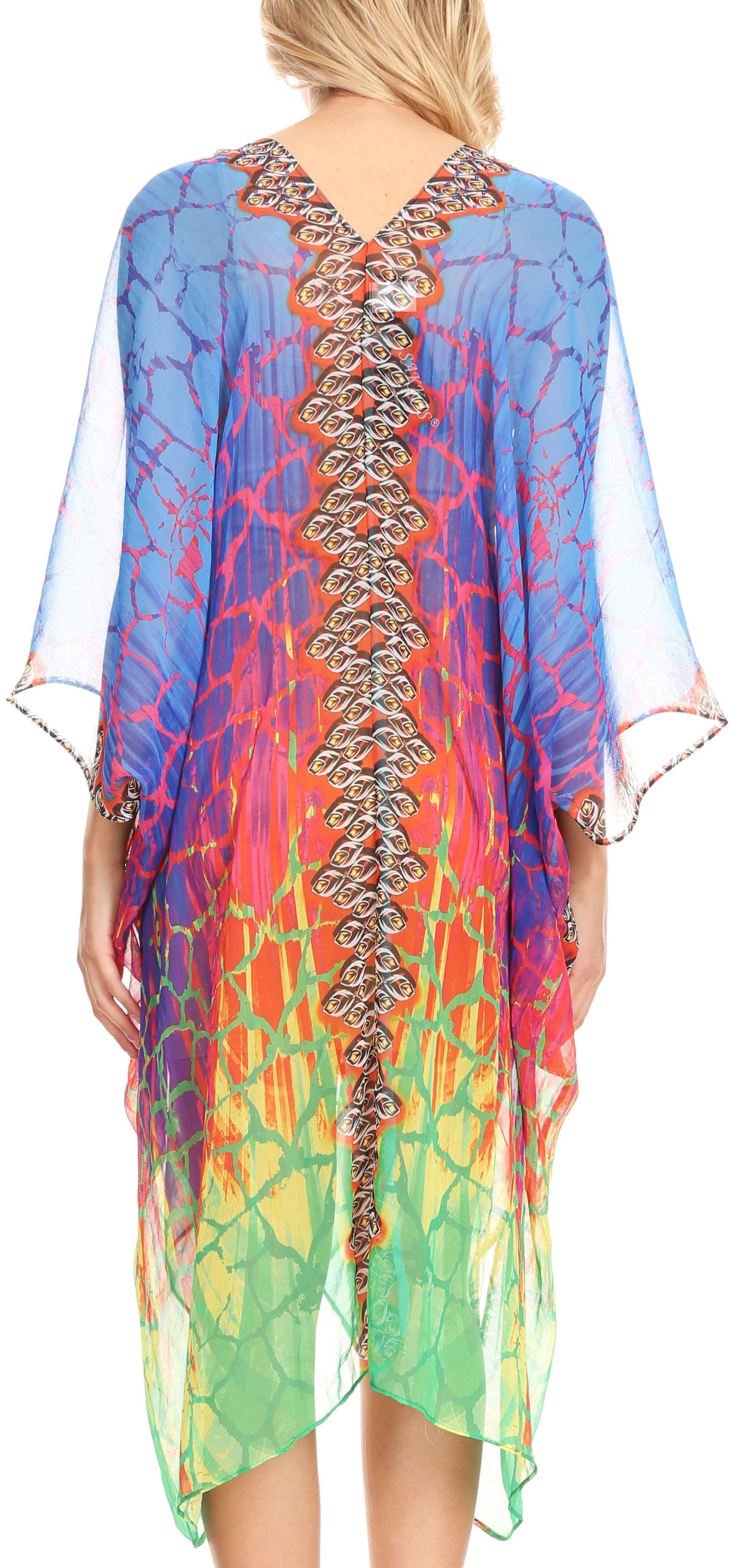 Vestido caftán playero con escote en V para mujer de Sakkas Alvita con pedrería 