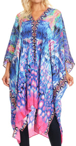 Vestido caftán playero con escote en V para mujer de Sakkas Alvita con pedrería 