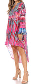 Sakkas Rema Women's Boho Shift Tunic High Low  V-neck Long Sleeve Dress with Print
