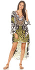 Sakkas Rema Women's Boho Shift Tunic High Low  V-neck Long Sleeve Dress with Print
