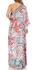 Sakkas Dora Women's One Shoulder Short Sleeve Casual Elegant Maxi Dress with Print