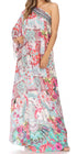 Sakkas Dora Women's One Shoulder Short Sleeve Casual Elegant Maxi Dress with Print