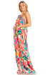Sakkas Dora Women's One Shoulder Short Sleeve Casual Elegant Maxi Dress with Print