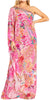 Sakkas Dora Women's One Shoulder Short Sleeve Casual Elegant Maxi Dress with Print