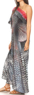 Sakkas Dora Women's One Shoulder Short Sleeve Casual Elegant Maxi Dress with Print