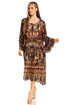 Sakkas Womens 3/4 Ruffled Sleeves Henley Neck Summer Short Flowy Dress/Beachwear