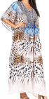 Sakkas Yeni Women's Short Sleeve V-neck Summer Floral Long Caftan Dress Cover-up