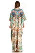 Sakkas Yeni Women's Short Sleeve V-neck Summer Floral Long Caftan Dress Cover-up
