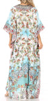 Sakkas Yeni Women's Short Sleeve V-neck Summer Floral Long Caftan Dress Cover-up