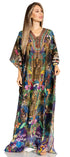 Sakkas Yeni Women's Short Sleeve V-neck Summer Floral Long Caftan Dress Cover-up