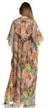 Sakkas Yeni Women's Short Sleeve V-neck Summer Floral Long Caftan Dress Cover-up