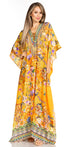 Sakkas Yeni Women's Short Sleeve V-neck Summer Floral Long Caftan Dress Cover-up