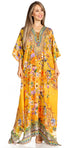 Sakkas Yeni Women's Short Sleeve V-neck Summer Floral Long Caftan Dress Cover-up