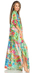 Sakkas Yeni Women's Short Sleeve V-neck Summer Floral Long Caftan Dress Cover-up
