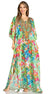 Sakkas Yeni Women's Short Sleeve V-neck Summer Floral Long Caftan Dress Cover-up