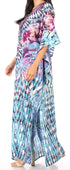 Sakkas Yeni Women's Short Sleeve V-neck Summer Floral Long Caftan Dress Cover-up