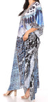 Sakkas Yeni Women's Short Sleeve V-neck Summer Floral Long Caftan Dress Cover-up