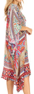 Vestido caftán Sakkas Zeni de verano con estampado floral y cuello en V y manga corta para mujer