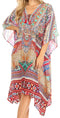 Vestido caftán Sakkas Zeni de verano con estampado floral y cuello en V y manga corta para mujer