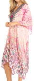 Vestido caftán Sakkas Zeni de verano con estampado floral y cuello en V y manga corta para mujer