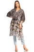 Vestido caftán Sakkas Zeni de verano con estampado floral y cuello en V y manga corta para mujer