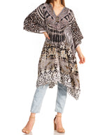 Vestido caftán Sakkas Zeni de verano con estampado floral y cuello en V y manga corta para mujer