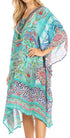 Vestido caftán Sakkas Zeni de verano con estampado floral y cuello en V y manga corta para mujer