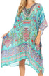 Vestido caftán Sakkas Zeni de verano con estampado floral y cuello en V y manga corta para mujer