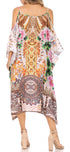 Vestido caftán Sakkas Amaya de corte holgado, largo, estampado, con tirantes y escote barco en los hombros