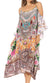 Vestido caftán Sakkas Amaya de corte holgado, largo, estampado, con tirantes y escote barco en los hombros