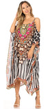 Vestido caftán Sakkas Amaya de corte holgado, largo, estampado, con tirantes y escote barco en los hombros