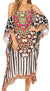 Vestido caftán Sakkas Amaya de corte holgado, largo, estampado, con tirantes y escote barco en los hombros