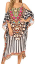 Vestido caftán Sakkas Amaya de corte holgado, largo, estampado, con tirantes y escote barco en los hombros