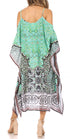 Vestido caftán Sakkas Amaya de corte holgado, largo, estampado, con tirantes y escote barco en los hombros