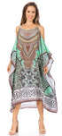 Vestido caftán Sakkas Amaya de corte holgado, largo, estampado, con tirantes y escote barco en los hombros