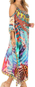 Vestido caftán Sakkas Amaya de corte holgado, largo, estampado, con tirantes y escote barco en los hombros