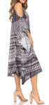 Vestido caftán Sakkas Amaya de corte holgado, largo, estampado, con tirantes y escote barco en los hombros