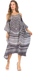 Vestido caftán Sakkas Amaya de corte holgado, largo, estampado, con tirantes y escote barco en los hombros