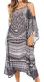Vestido caftán Sakkas Amaya de corte holgado, largo, estampado, con tirantes y escote barco en los hombros