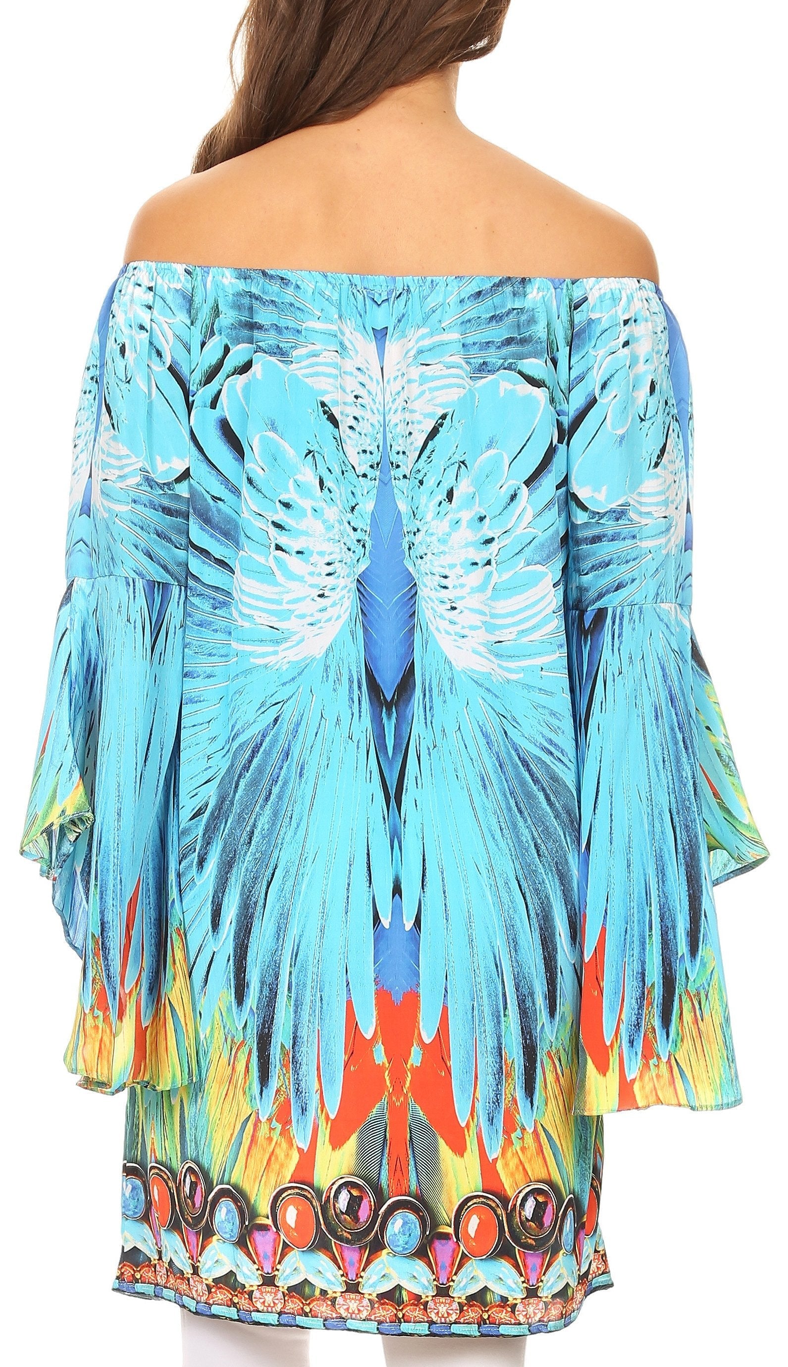 Vestido túnica Sakkas Inna con mangas acampanadas y pedrería