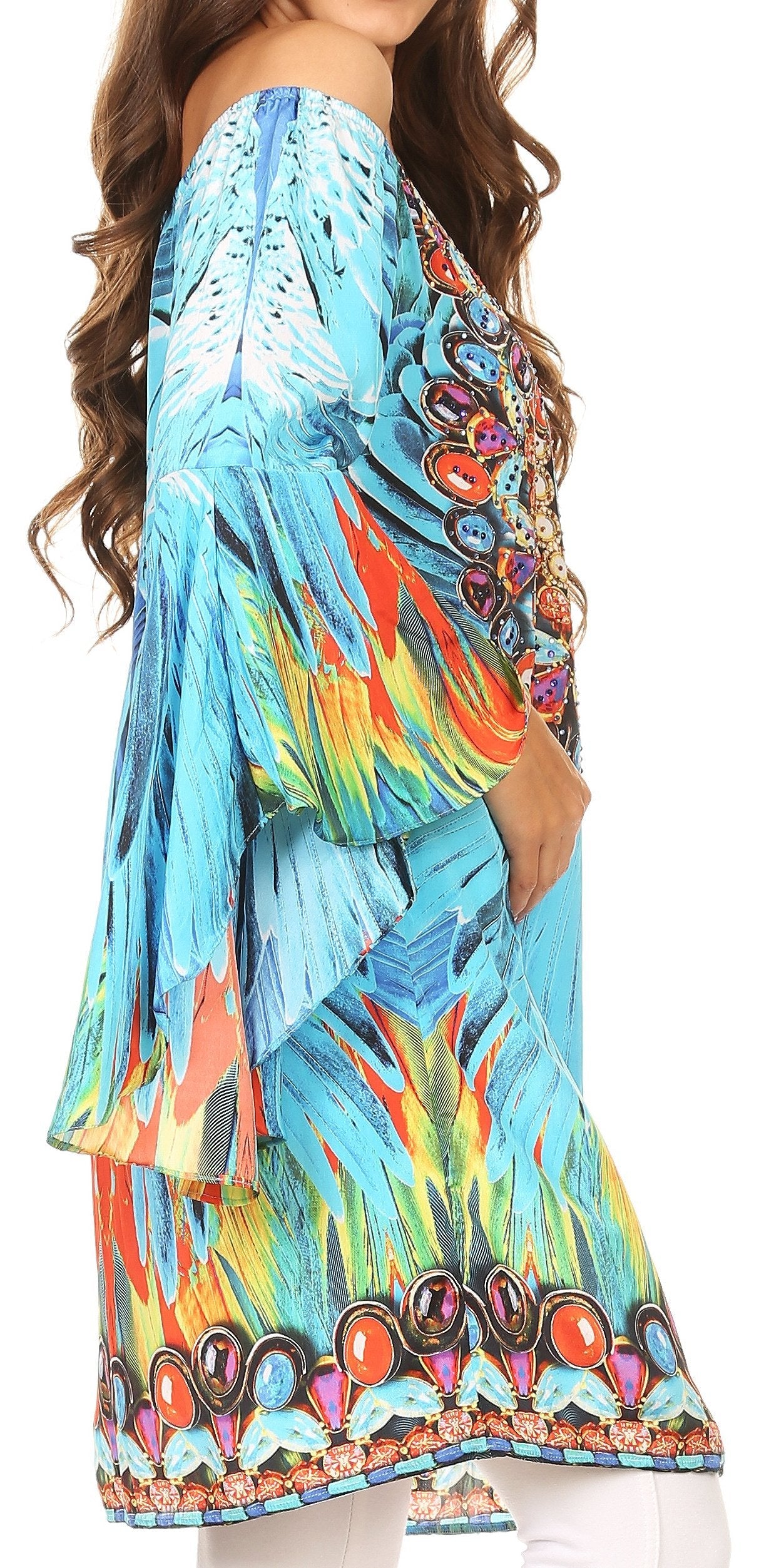 Vestido túnica Sakkas Inna con mangas acampanadas y pedrería